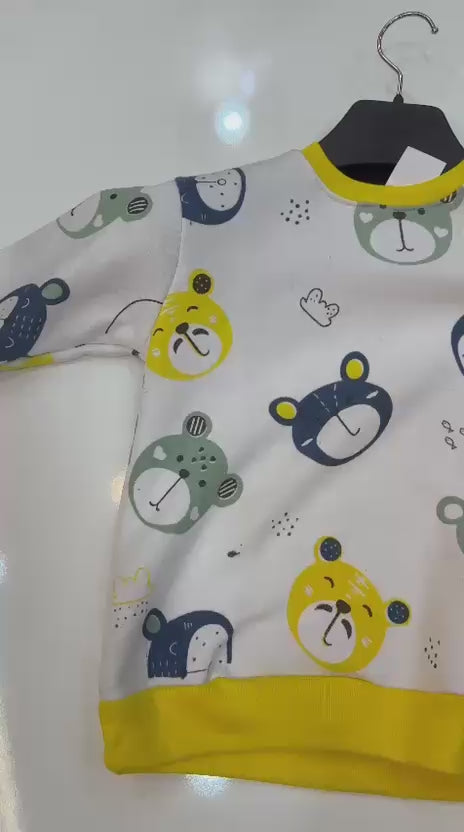 yellow pandas printed  kids suit for winter