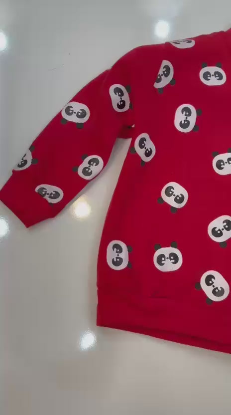 red panda  printed  kids suit for winter