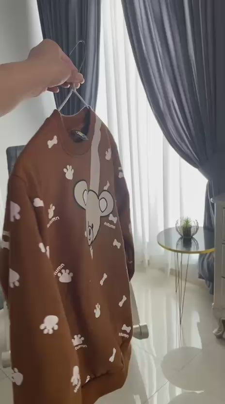 bear bill animal  printed  kids suit for winter