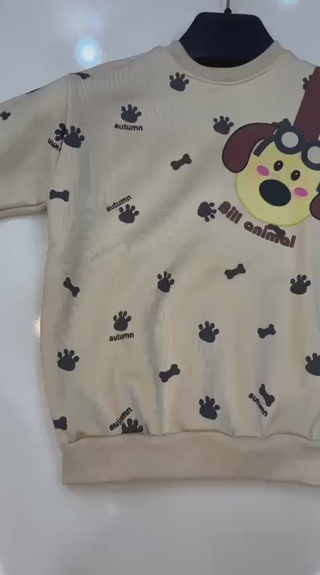 dog  printed  kids suit for winter