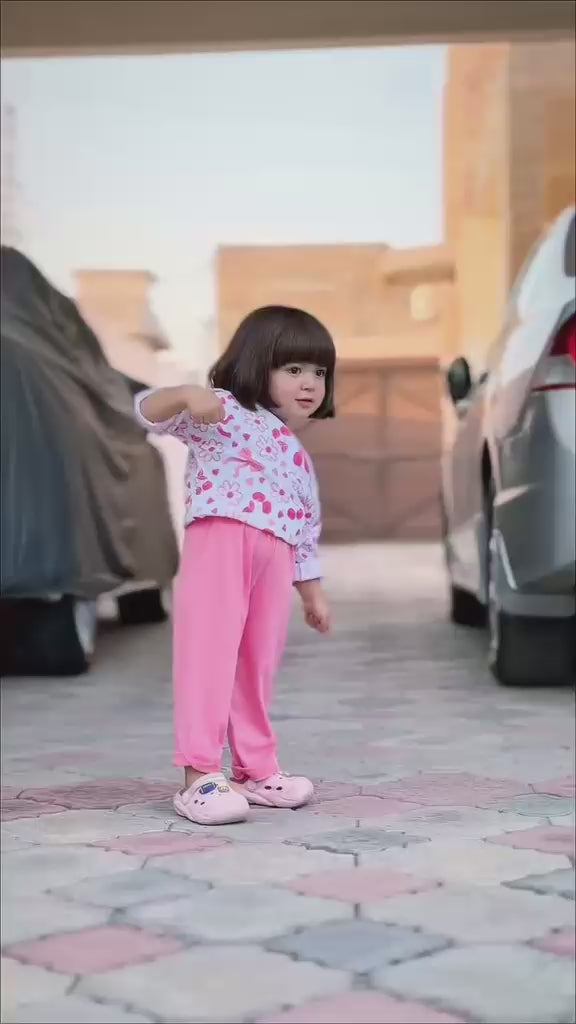 night suits for girls bow and  flower printed