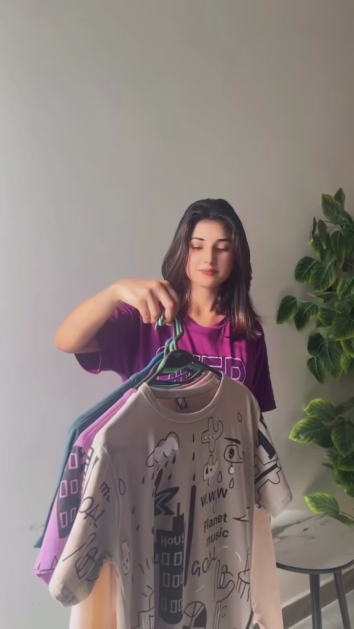 4 colors planet printed baggy  style night suit cotton jarsy fabric