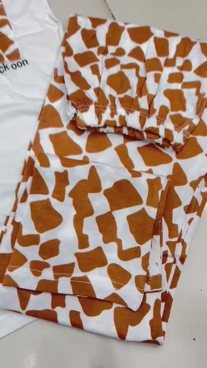 BROWN PAJAMA DESIGN NIGHT DRESS IN COTTON FABRIC